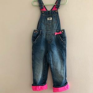 OshKosh B’gosh denim overalls fleece lined pink